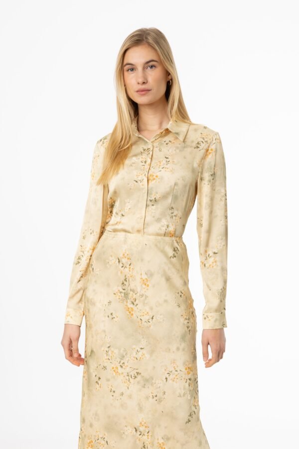 Beige Floral Printed Blouse - Image 4