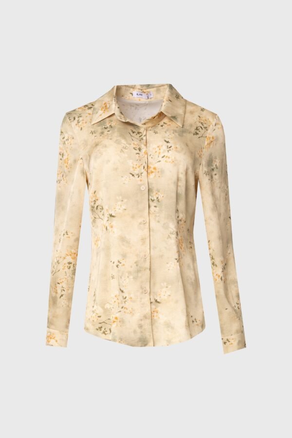 Beige Floral Printed Blouse - Image 5