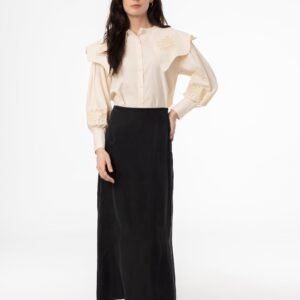 Black A-Line Zipper Slip Skirt