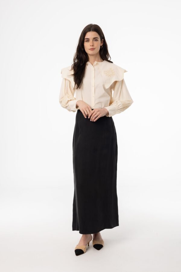 Black A-Line Zipper Slip Skirt - Image 4
