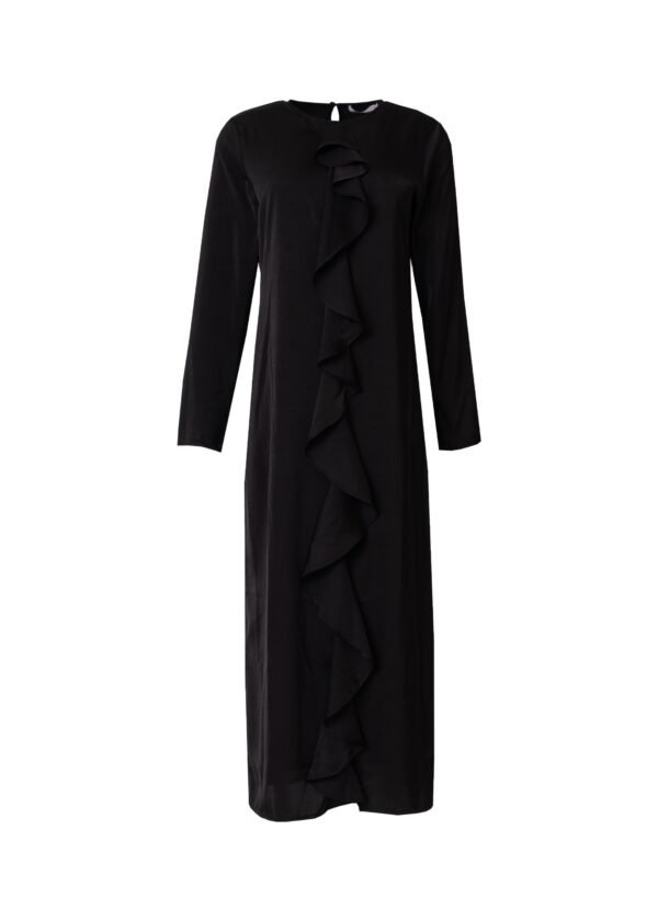 Black Front Ruffle Silk Maxi - Image 5