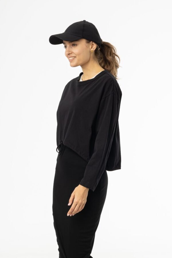 Black High Low Drawstring Tee - Image 2