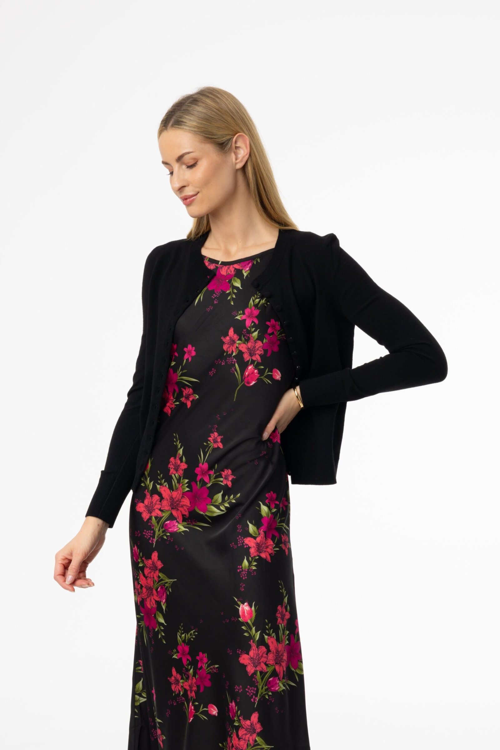 Black Button Knit Cardigan - Image 2