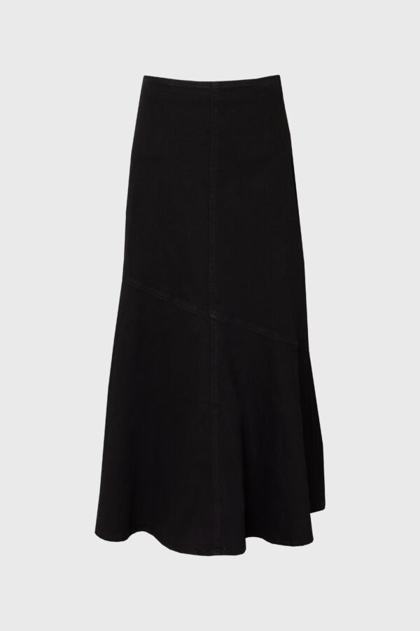 Black Asymmetrical Hem Denim Skirt - Image 5